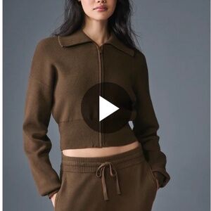 ALO Scholar Knit Crop Full Zip Jacket